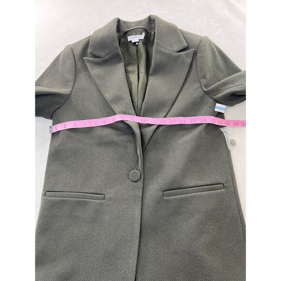 New Good American Oversized Flannel Twill Boxy Blazer Jacket Green Dark Academia - Picture 9 of 12